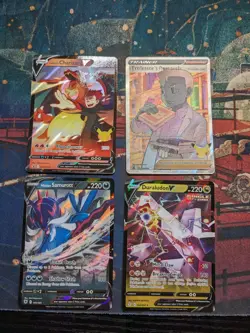 Pokemon Card Lot of 4 Charizard V, Samurott V, Duradulon V Professor's Research - Image 1