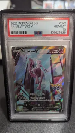 Mewtwo V #72 Alternate Full Art Pokemon GO Holo Card PSA 10 - Image 1