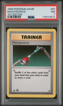 Maintenance 83/102 1st Edition Base Set Pokemon Card PSA 7 NM Near Mint! - Image 1