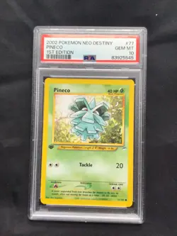 Pokemon Cards: 1st Edition Neo Destiny Common: Pineco 77/105: PSA 10 - Image 1