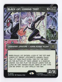Black Cat, Cunning Thief (Borderless Foil) 222 (R) MTG Marvel's Spider-Man (SPM) - Image 1