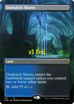 MTG Foil Borderless Phyrexia: All Will Be One ONE Darkslick Shores MINT - Image 1