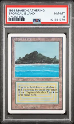 PSA 8 [NM-MT] Unlimited Tropical Island ~ Magic the Gathering ~ MtG Vintage - Image 1