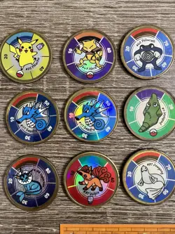 🔥Vintage Collectible Pokemon Battling Metal Coins Lot Of 12 Battle Coin⚡ - Image 2