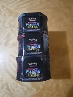 Pokemon TCG Paldean Fates Set of 3 Tins Brand New & Sealed - Image 4