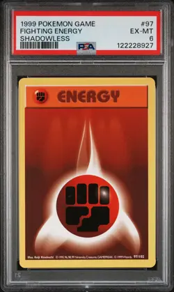 1999 POKEMON BASE SET SHADOWLESS #97 FIGHTING ENERGY PSA 6 - Image 1