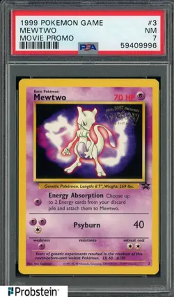 1999 Pokemon Game Movie Promo #3 Mewtwo PSA 7 NM - Image 1