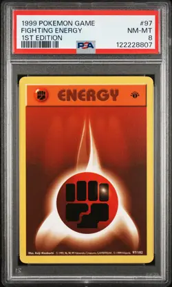 1999 POKEMON BASE SET 1ST EDITION #97 FIGHTING ENERGY PSA 8 - Image 1