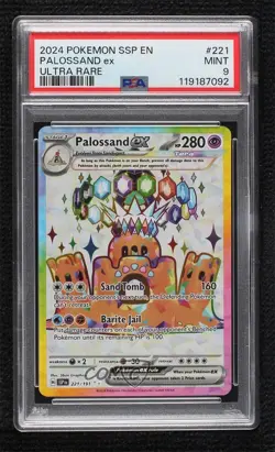 Palossand ex Ultra Rare Pokemon SV08: Surging Sparks PSA 9 MINT - Image 1