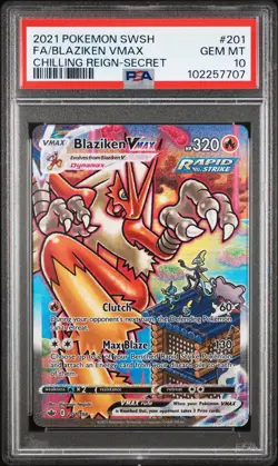 Pokemon Blaziken VMAX Alt Art Chilling Reign Secret Rare 201/198 PSA 10 GEM MINT - Image 1
