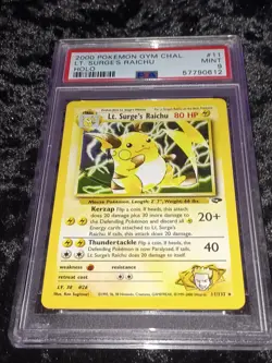 2000 Pokemon Gym Challenge Lt. Surge's Raichu Unlimited Holo #11/132 PSA 9 Mint - Image 1