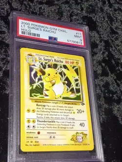 2000 Pokemon Gym Challenge Lt. Surge's Raichu Unlimited Holo #11/132 PSA 9 Mint - Image 3