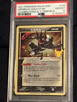 Pokemon Greninja Gold Star SWSH144 Holo PSA 10 Celebrations Promo - Image 1