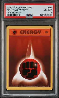 1999 POKEMON BASE SET 1ST EDITION #97 FIGHTING ENERGY PSA 8 - Image 1