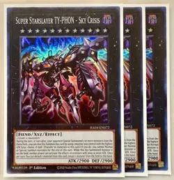Yugioh! 3x Super Starslayer TY-PHON - Sky Crisis RA04-EN072 Super Rare 1st Ed NM - Image 1