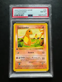 Charmander 46/102 PSA 8 1st Edition - NM-MT - Shadowless Base Set - Pokemon Card - Image 1