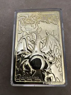 1999 Pokemon 23K Gold Plated Trading Card Charizard Vintage Back Case - Image 1