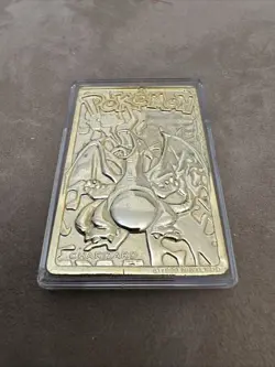 1999 Pokemon 23K Gold Plated Trading Card Charizard Vintage Back Case - Image 2
