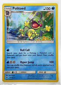 Politoed 25/145 Holo Rare Guardians Rising LP Pokemon Card 2017 - Image 1