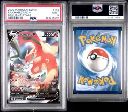 2022 POKEMON SWORD & SHIELD BRILLIANT STARS #154 FULL ART/CHARIZARD V PSA 9 - Image 3