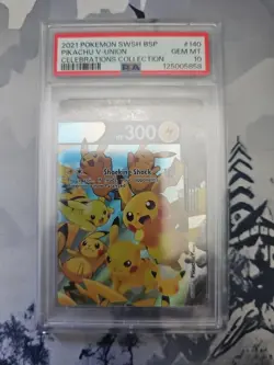 2021 POKEMON SWSH BLACK STAR PROMO CELEBRATIONS COLL #140 PIKACHU V-UNION PSA 10 - Image 1