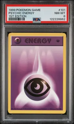 1999 POKEMON BASE SET 1ST EDITION #101 PSYCHIC ENERGY PSA 8 - Image 1