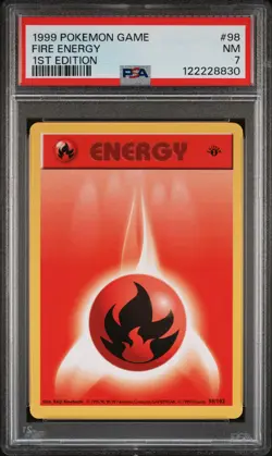 1999 POKEMON BASE SET 1ST EDITION #98 FIRE ENERGY PSA 7 - Image 1