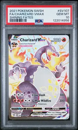 2021 POKEMON SWORD & SHIELD SHINING FATES #SV107 FULL ART/CHARIZARD VMAX PSA 10 - Image 1