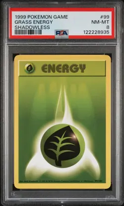 1999 POKEMON BASE SET SHADOWLESS #99 GRASS ENERGY PSA 8 - Image 1