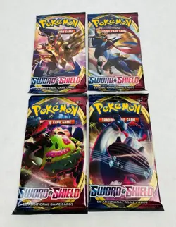 Pokemon TCG Sword and Shield Base Set Booster Pack Art Set Lot Of 4 Packs New - Image 1