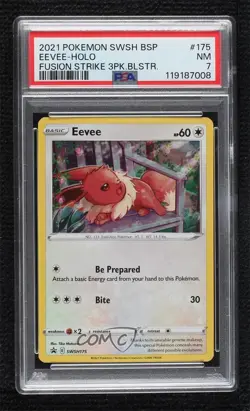 Eevee (Fusion Strike Three Pack Blisters) Pokemon Sword & Shield PSA 7 - Image 1
