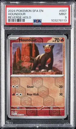 2024 POKEMON SFA EN-SHROUDED FABLE REVERSE HOLO #007 HOUNDOUR PSA 9 - Image 1