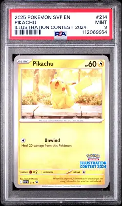 2025 POKEMON SVP EN-SV BLACK STAR PROMO ILLUSTRATION CONTEST 2024 PIKACHU PSA 9 - Image 1