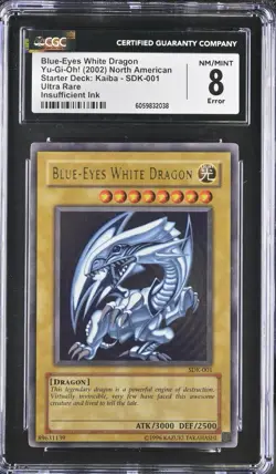 Yugioh CGC 8 FULL HOLO BLEED Blue-Eyes White Dragon SDK-001 ERROR Ultra Rare - Image 1