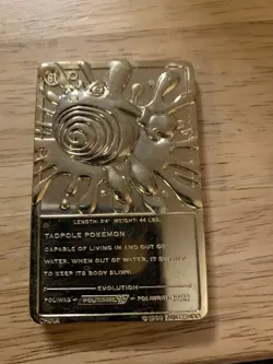 1999 23k Gold Plated Pokemon Trading Card Burger King Promo #61 Poliwhirl - Image 2