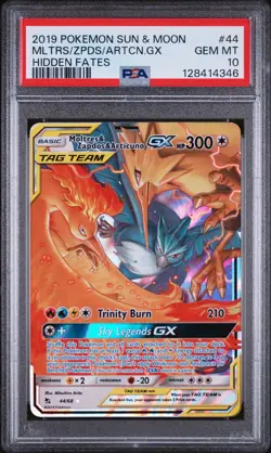 Moltres Zapados Articuno GX Hidden Fates Card 44/68 PSA 10 Pokemon TCG - Image 1
