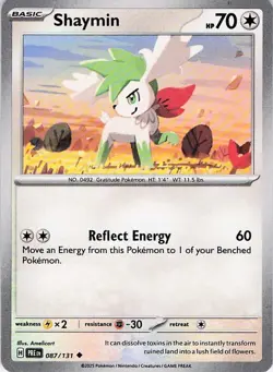 Pokemon TCG Shaymin 087/131 Common Near Mint NM Card - Image 1