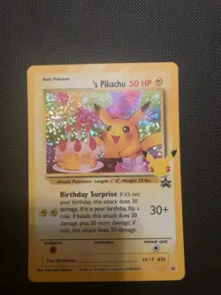 Pokemon Pikachu TCG Birthday Celebrations Holo Rare Card #24 NM/Mint Pack - Image 1