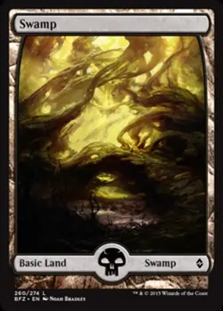 Swamp (260) (Full Art) Light Play, English Magic the Gathering MTG Battle for Ze - Image 1