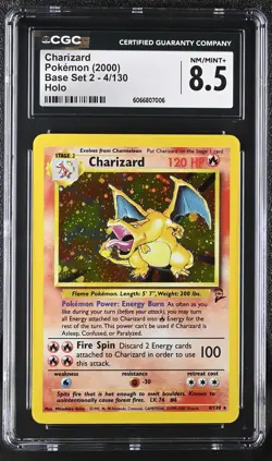 CGC 8.5 Charizard 2000 Base Set 2 4/130 Holo Pokemon Card - Image 1