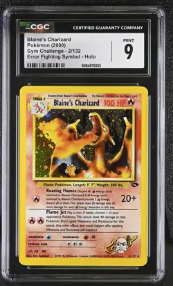 CGC 9 MINT Blaine's Charizard 2000 Gym Challenge 2/132 Holo Pokemon Card - Image 1