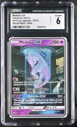 CGC 6 Mewtwo GX 2017 Shining Legends 78/73 Secret Rare Holo Pokemon Card - Image 1