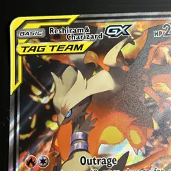 Reshiram & Charizard GX SM201 Full Art JUMBO Black Star Promo Pokemon Card - Image 3