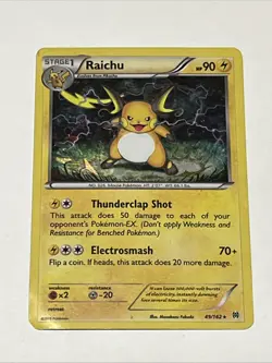 Pokemon TCG Raichu XY BREAKthrough 49/162 Cracked Ice Holo Rare Card Played - Image 1