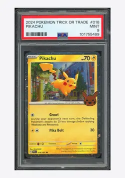 Pokemon PSA9 Pikachu 2024 018/191 Trick or Trade English - Image 1