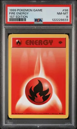 1999 POKEMON BASE SET 1ST EDITION #98 FIRE ENERGY PSA 8 - Image 1