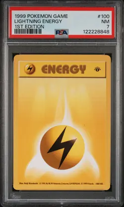 1999 POKEMON BASE SET 1ST EDITION #100 LIGHTNING ENERGY PSA 7 - Image 1
