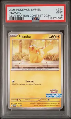 2025 POKEMON SVP EN-SV BLACK STAR PROMO ILLUSTRATION CONTEST 2024 PIKACHU PSA 9 - Image 1