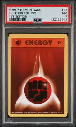 1999 POKEMON BASE SET 1ST EDITION #97 FIGHTING ENERGY PSA 7 - Image 1