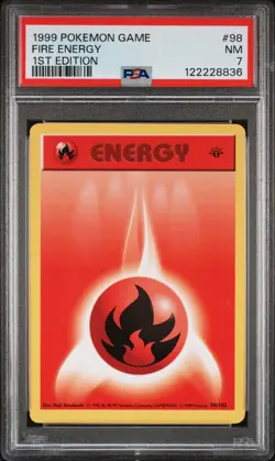 1999 POKEMON BASE SET 1ST EDITION #98 FIRE ENERGY PSA 7 - Image 1